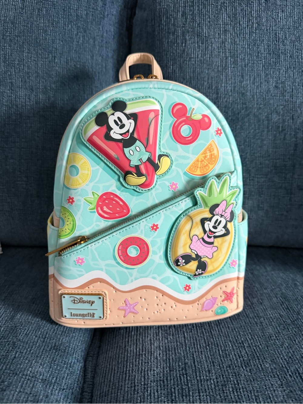 Loungefly Kids' Mint Mickey & Minnie Tropical Patch Backpack